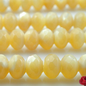 64 faces''---95 pcs of MOP faceted rondelle beads in 4X6mm
