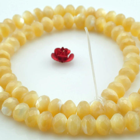 64 faces''---95 pcs of MOP faceted rondelle beads in 4X6mm