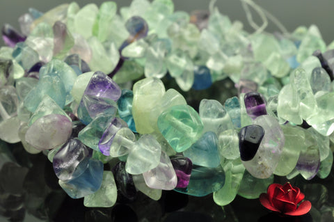 35 inches of  Natural Fluorite smooth chips beads in 5-10mm