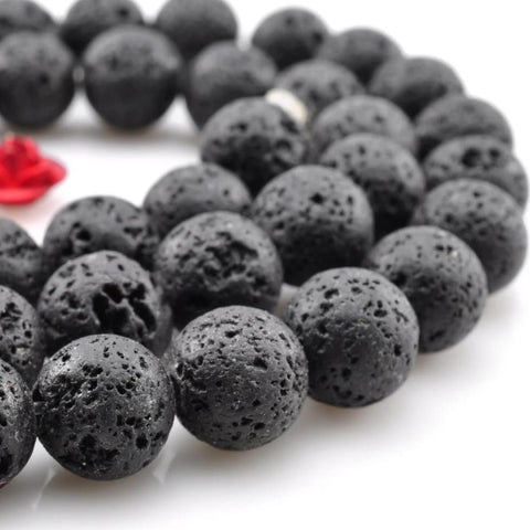 YesBeads Black Lava stone matte round beads wholesale gemstone jewelry 4mm-14mm 15"