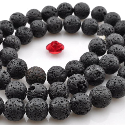 YesBeads Black Lava stone matte round beads wholesale gemstone jewelry 4mm-14mm 15"