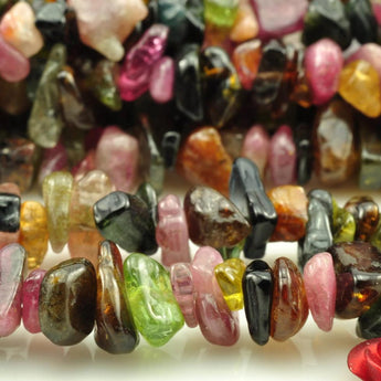 35 inches of  Tourmaline smooth chips beads in 5-10mm