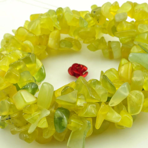 35 inches of  Natural Korean Jade smooth chips beads in 5-10mm