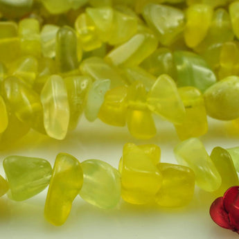 35 inches of  Natural Korean Jade smooth chips beads in 5-10mm