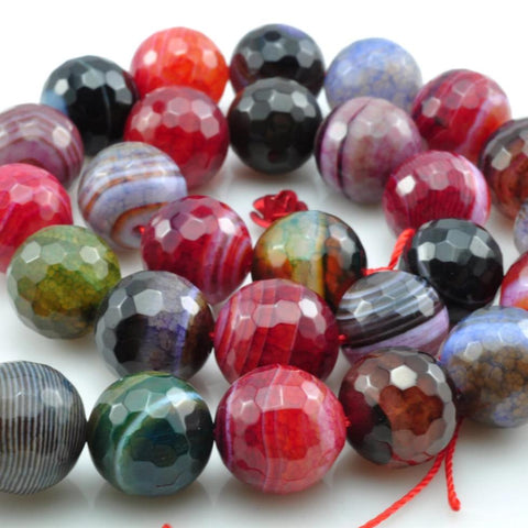 28 pcs of Rainbow Agate faceted round beads in 14mm