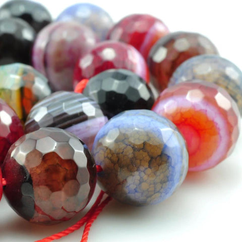 28 pcs of Rainbow Agate faceted round beads in 14mm