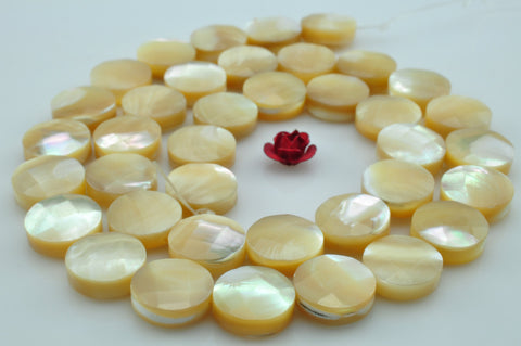 37 pcs of MOP faceted  flat coin beads in 10mm