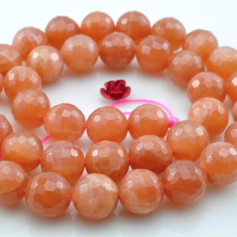 A  grade-39 pcs of Sunstone faceted round beads in 10mm