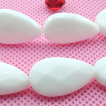 YesBeads White Ceramic faceted teardrop beads wholesale gemstone jewelry making