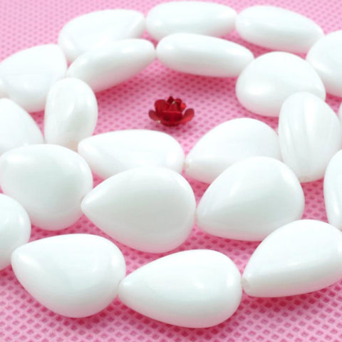 YesBeads White Ceramic smooth teardrop beads wholesale gemstone jewelry making