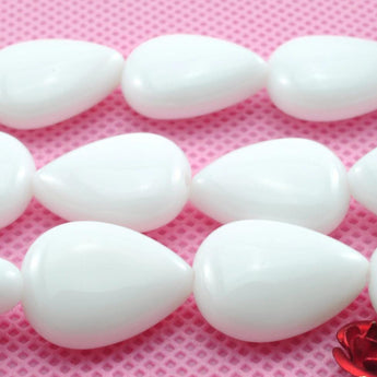 YesBeads White Ceramic smooth teardrop beads wholesale gemstone jewelry making