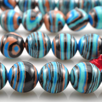 YesBeads Blue Malachite smooth round Synthetic beads wholesale jewelry making 15"