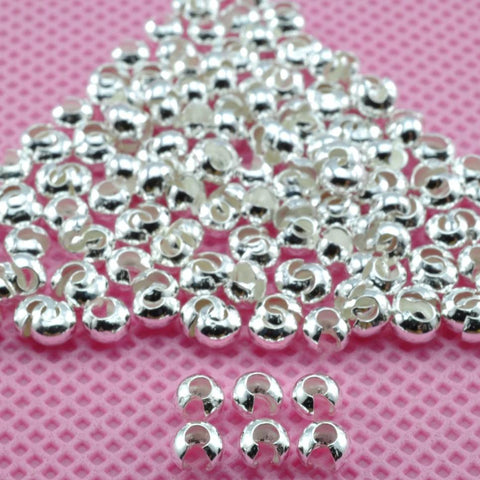40 pcs of Sterling silver Crimp Bead Covers in 4mm