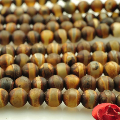 89 pcs of Matte Agate turtleback round beads in 4mm