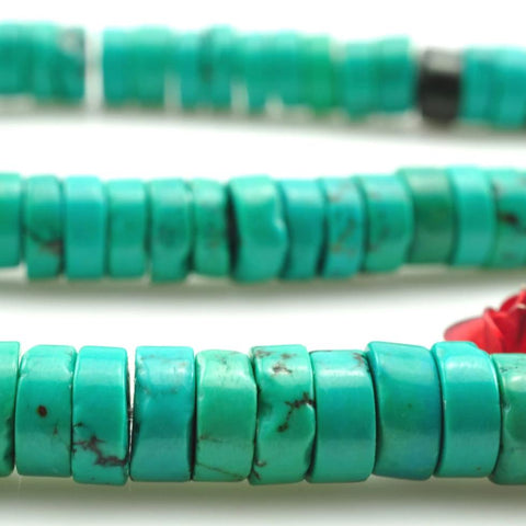 YesBeads 15 inches of Turquoise smooth wheel beads in 3X6mm