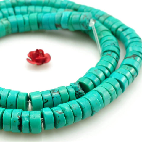 YesBeads 15 inches of Turquoise smooth wheel beads in 3X6mm
