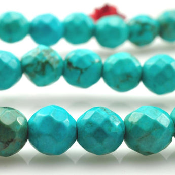 64  Faces-'' 70 pcs of Chinese Turquoise faceted round beads in 6mm