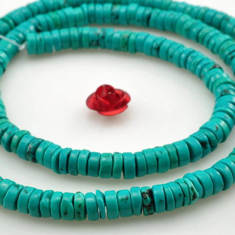 YesBeads 15 inches of Turquoise smooth wheel beads in 2X4mm