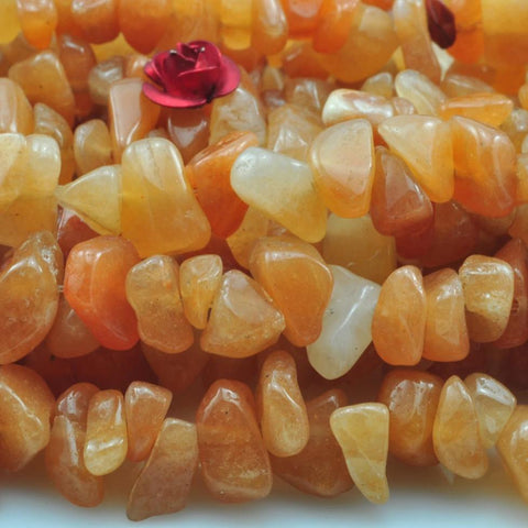 35 inches of  Natural Red Aventurine smooth  chips beads in 5-10mm