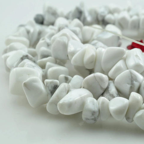 35 inches of White howlite smooth hips beads in 5-10mm