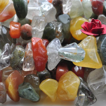 35 inches of Natural mixed color stone smooth  chips beads in 5-10mm