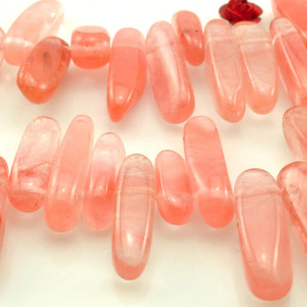 YesBeads 15.5 inches of   Natural Cherry Quartz  smooth stick beads in 6X12mm-6X23mm