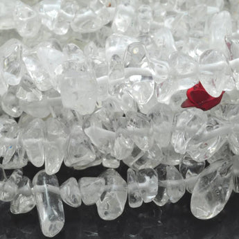 35 inches of  Natural Rock Crystal quartz  smooth chip beads in 5mm-9mm