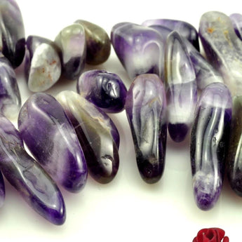YesBeads 15.5 inches of  Amethyst smooth stick beads in 6x14mm-8x33mm