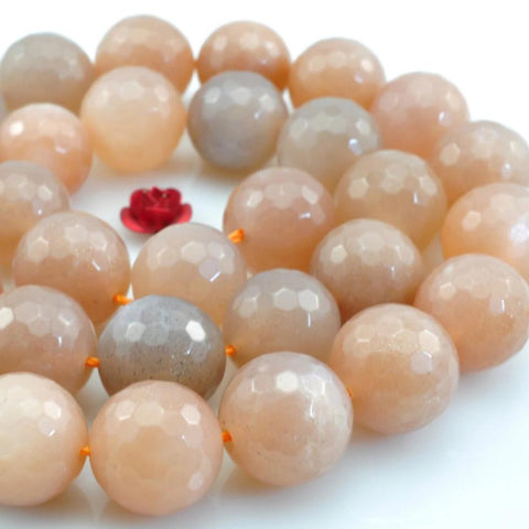 YesBeads natural Sunstone faceted loose round beads gemstone wholesale jewelry making bracelet desing 15''