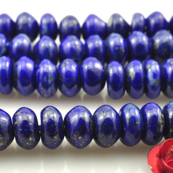 YesBeads A grade-''15 inches of Natural Lapis Lazuli  smooth rondelle beads in 4x6mm
