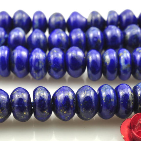 YesBeads A grade-''15 inches of Natural Lapis Lazuli  smooth rondelle beads in 4x6mm