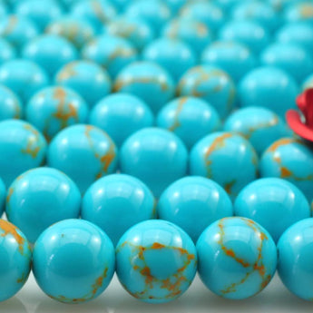 64 pcs of Blue Chinese Turquoise smooth round beads in 6mm