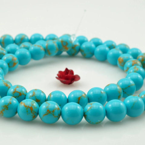 64 pcs of Blue Chinese Turquoise smooth round beads in 6mm