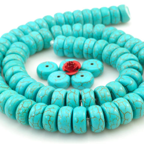 76 pcs of Chinese Turquoise smooth rondelle beads in 5X10mm