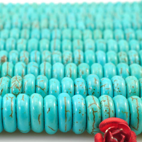 YesBeads 148 pcs of Chinese Turquoise smooth rondelle beads in 3X8mm