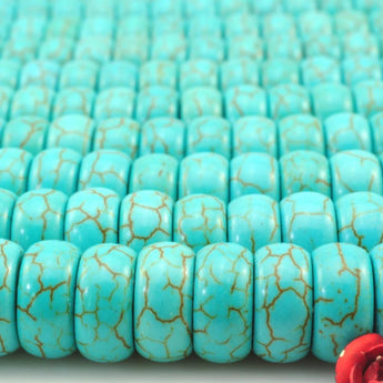 76 pcs of Chinese Turquoise smooth rondelle beads in 5X10mm