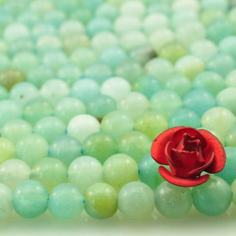 YesBeads natural Amazonite smooth loose round beads gemstone wholesale jewelry making bracelet design 15''