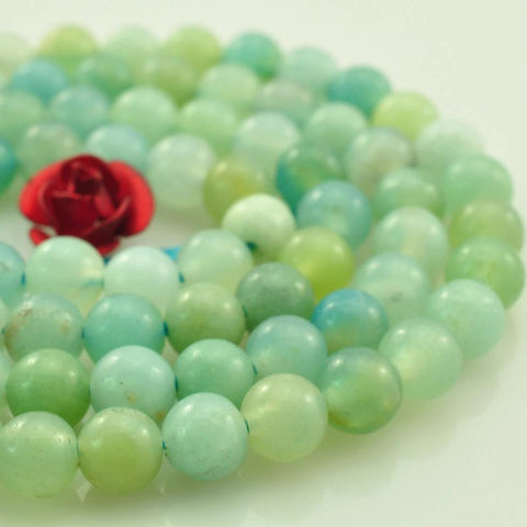 YesBeads natural Amazonite smooth loose round beads gemstone wholesale jewelry making bracelet design 15''