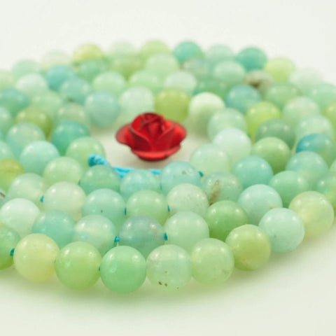 YesBeads natural Amazonite smooth loose round beads gemstone wholesale jewelry making bracelet design 15''