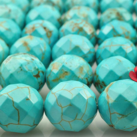 64  Faces-'' 39 pcs of Natural Turquoise faceted round beads in 10mm