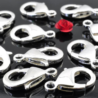 50 pcs of Silver plated lobster clasp in 10mm wideX 19mm length