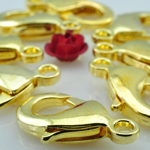 50 pcs of Gold plated brass lobster clasp in 10mm wideX 19mm length
