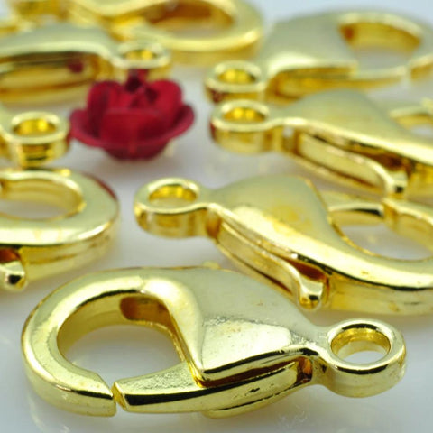 50 pcs of Gold plated brass lobster clasp in 10mm wideX 19mm length