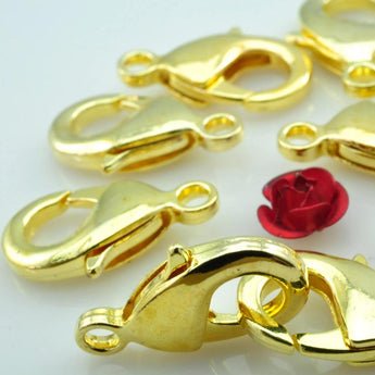 50 pcs of Gold plated brass lobster clasp in 10mm wideX 19mm length