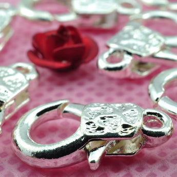 50 pcs of Silver plated carved lobster clasp in 8mm wideX 15mm length
