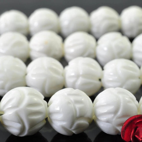 48 pcs of Tridacna carved round beads in 8mm