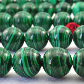 YesBeads Green Malachite Synthetic smooth round beads wholesale gemstone jewelry making 15"