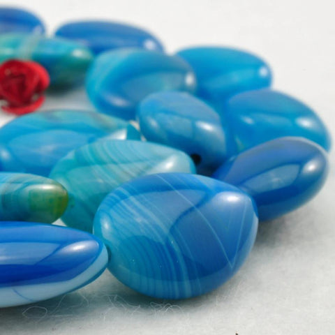 YesBeads Blue Agate smooth teardrop beads gemstone wholesale 13x18mm 15"