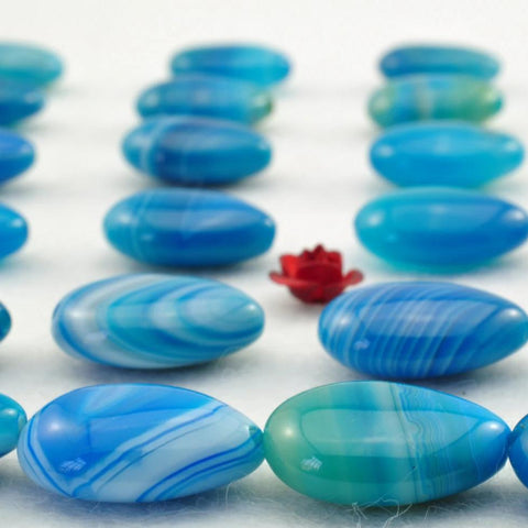 YesBeads Blue Agate smooth teardrop beads gemstone wholesale 13x18mm 15"