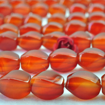 48 pcs of Carnelian Agate smooth twist beads in 5x8mm